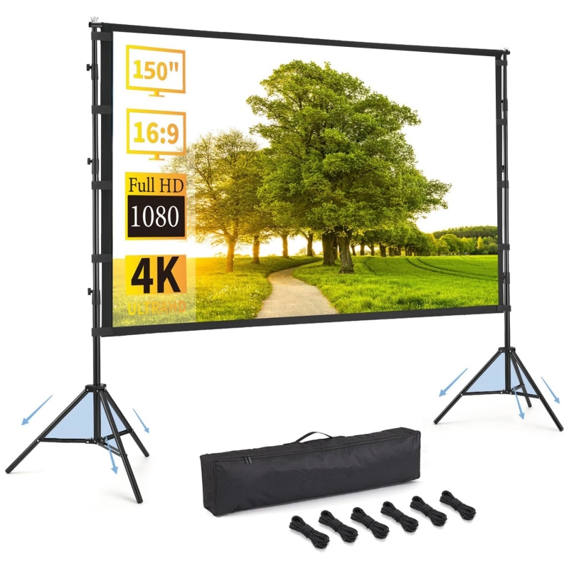Projector Screen 100 Inch - Projectiescherm op statief, 100 120 150