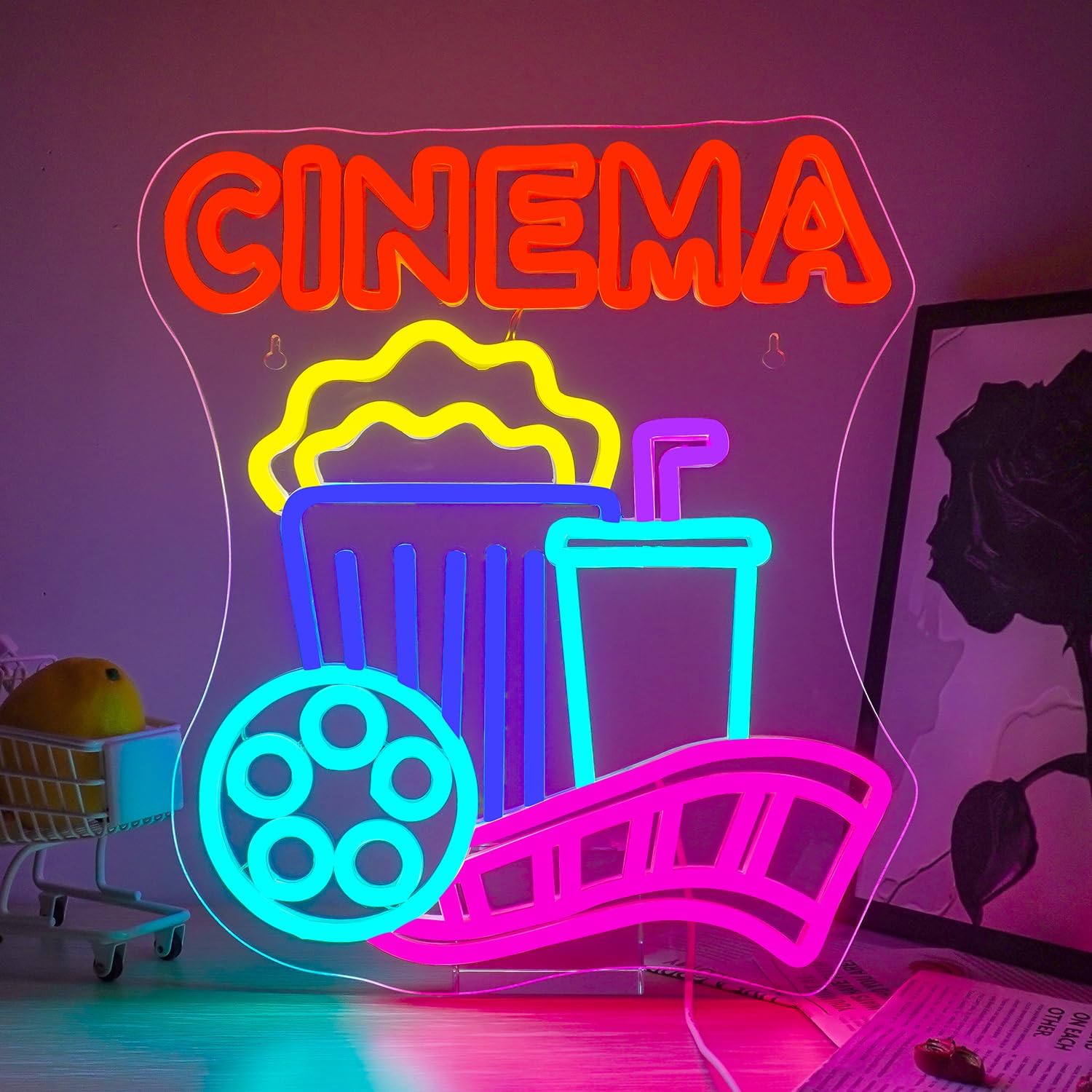 Home Cinema Wall Lights - Cinema Neon Sign USB-aangedreven Popcorn LED