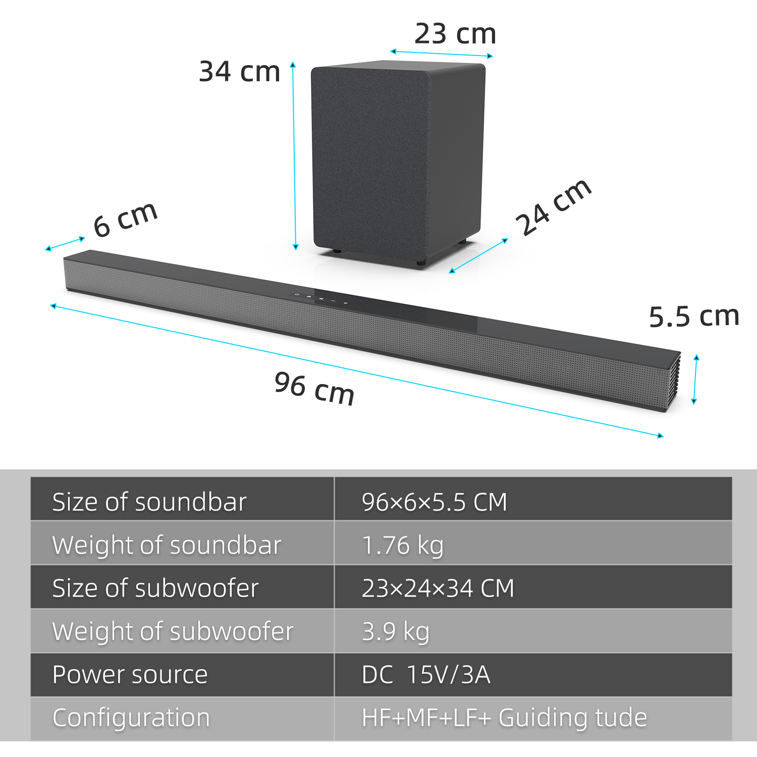 84W TV-soundbar met subwooferb - Home Cinema Wireless Speakers recensie en prijs