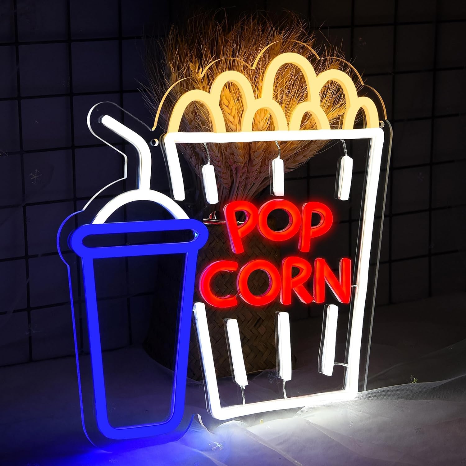 Popcorn Drink Neonreclame LED  - Home Cinema Wall Lights recensie en prijs
