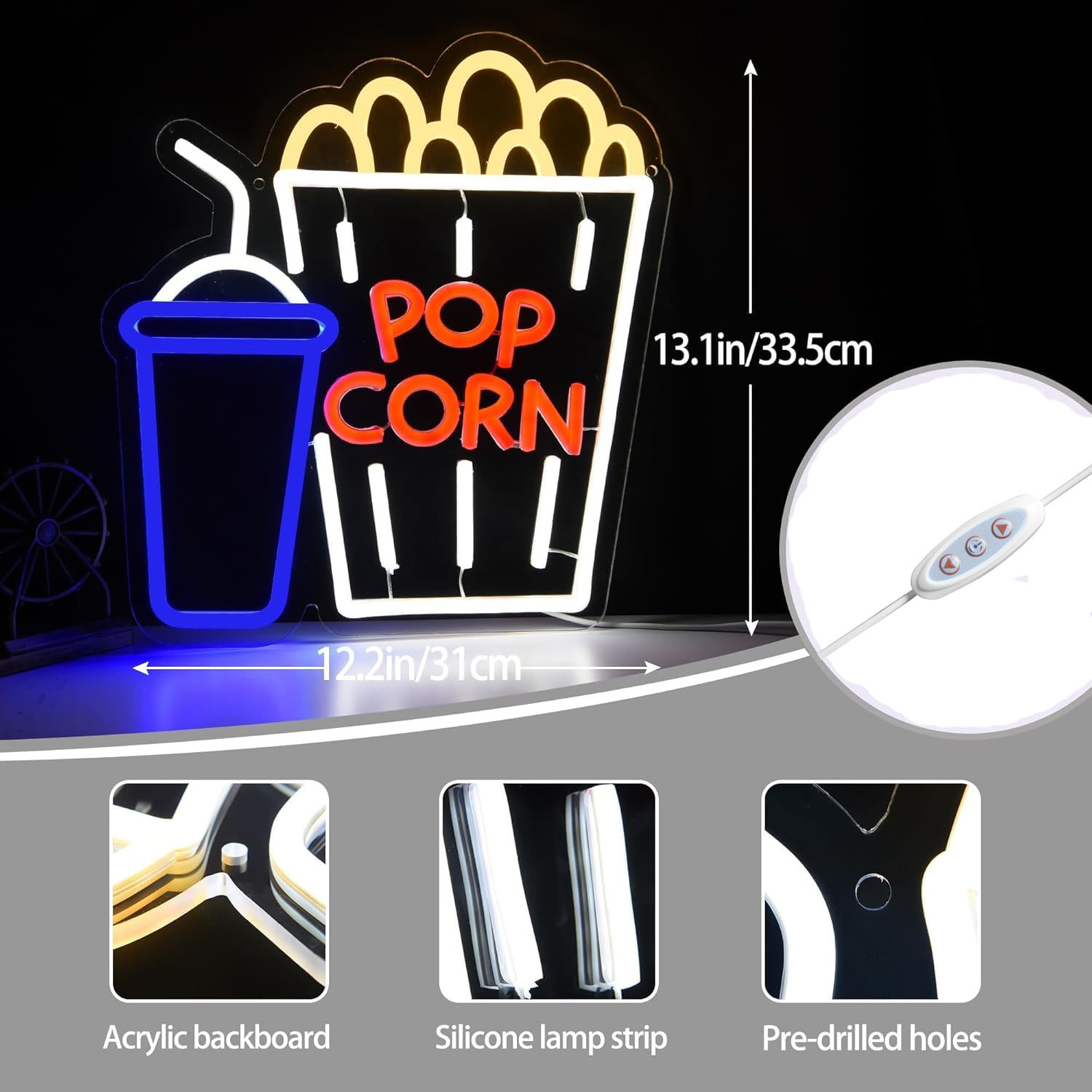 Popcorn Drink Neonreclame LED  - Home Cinema Wall Lights recensie en prijs