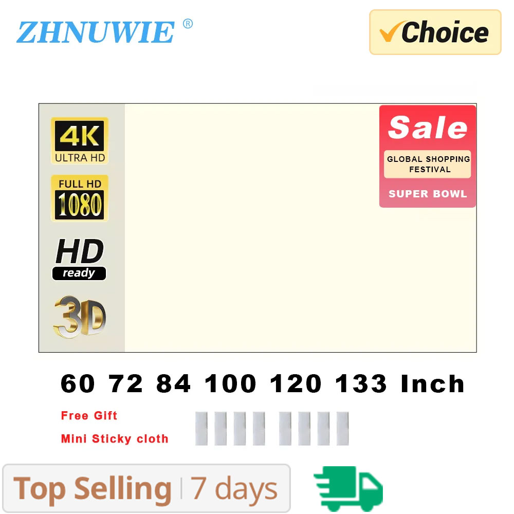 ZHNUWIE projectorscherm wit ra - Projector Screen 100 Inch recensie en prijs