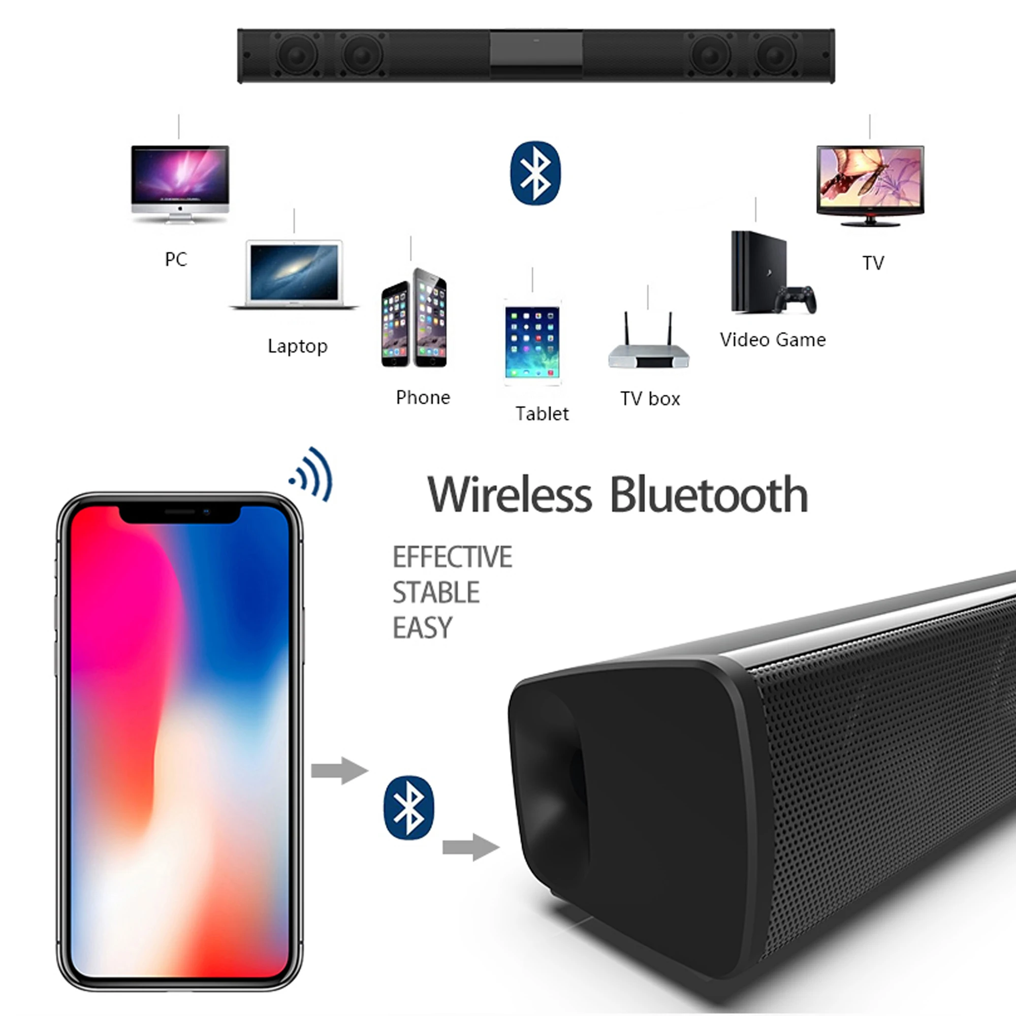 40W High Power Soundbar voor T - Home Cinema Wireless Speakers recensie en prijs
