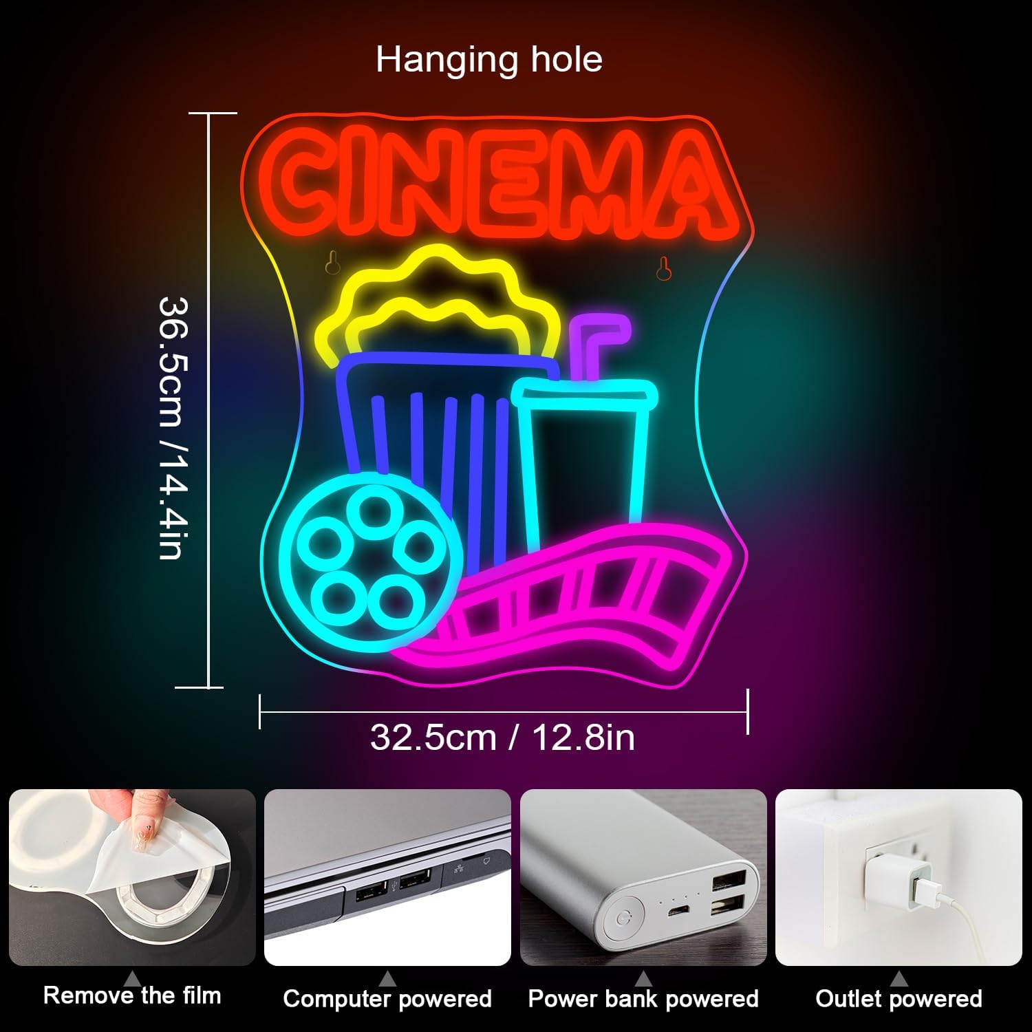 Cinema Neon Sign USB-aangedrev - Home Cinema Wall Lights recensie en prijs
